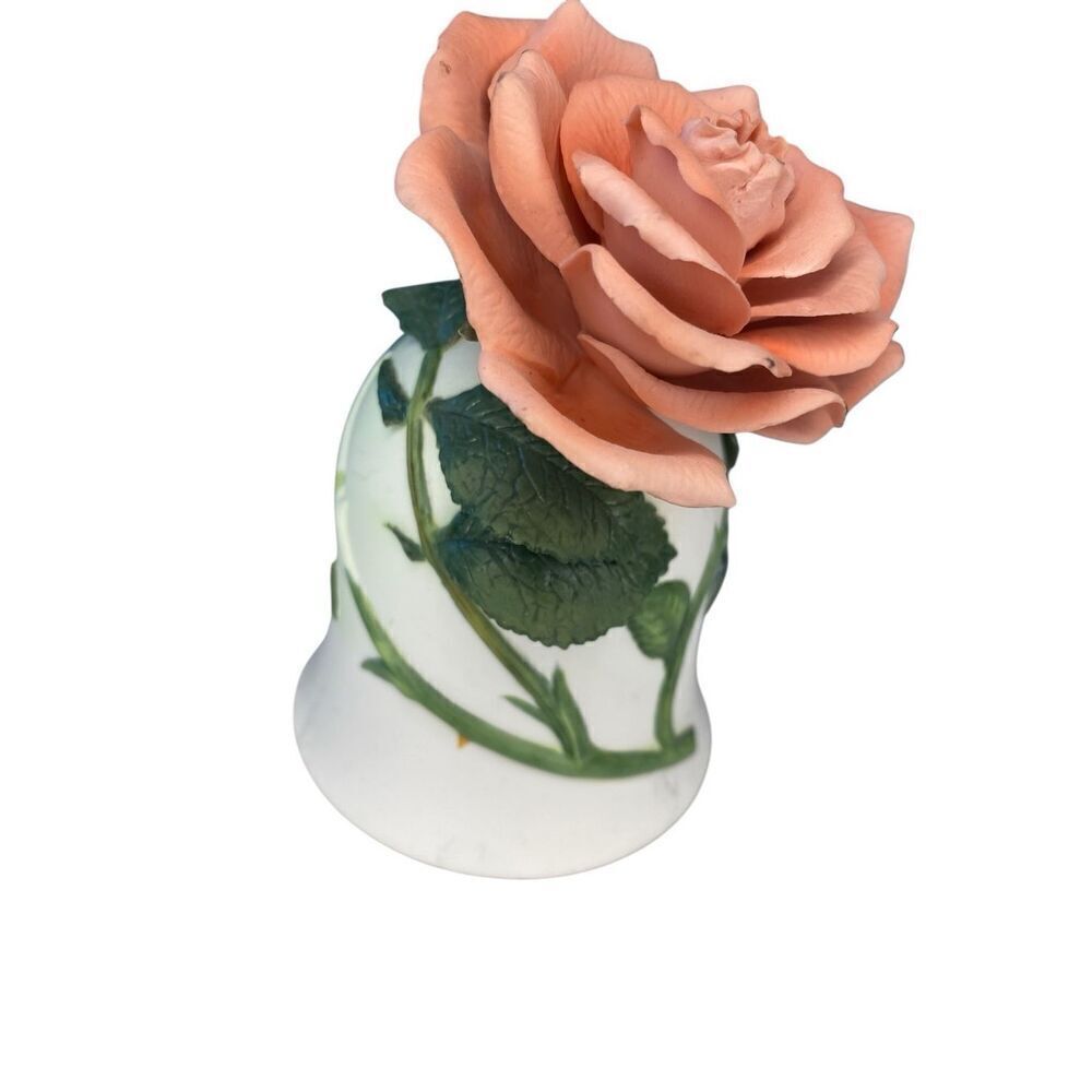 Vintage Franklin Mint Pink Rose Floral Bell Jeanne Holgate Bone China